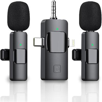 Micrófono de solapa inalámbrico 3 en 1 para iPhone, iPad y Android, reducción de ruido inalámbrica, sonido nítido para grabación, transmisión en vivo y entrevistas