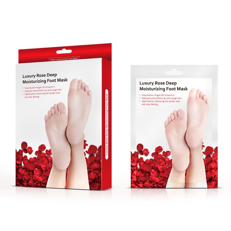 Rose & Olive Oil Foot Mask with Lavender, Deep Nourishing Moisturizing Exfoliating Foot Peel Socks
