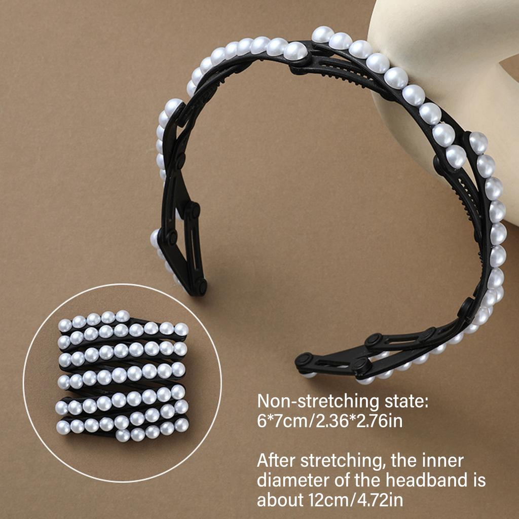 Fashionable Adjustable Pearls Headband Portable for Women Flexible and Foldable Hair Accessory for All Hair Types