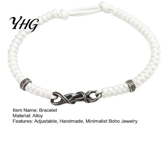 Handmade Alloy Rope Bracelet Braided for Men Women, Adjustable String Minimalist Boho Jewelry Gift Bracelet, Romantic Woven Wristband Couples