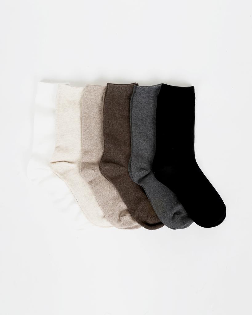 Sagseuei [6Pack] 2-Ply Pure Cotton Signature 168N Plain Long Socks