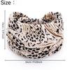 Autumn and Winter Leopard Print Sports Headband with Knotted Wide Edge Elastic Headband and Sweat Absorbing Headband