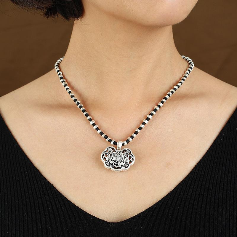 

Ретро этнический стиль имитация тайского серебра короткое ожерелье женственность универсальная цепочка на ключицу ручной работы шейная цепочка аксессуары