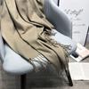 Autumn and Winter Solid Color Scarf Classic Bright Red Scarf Thickened Thorn Shawl LOGO Tassel