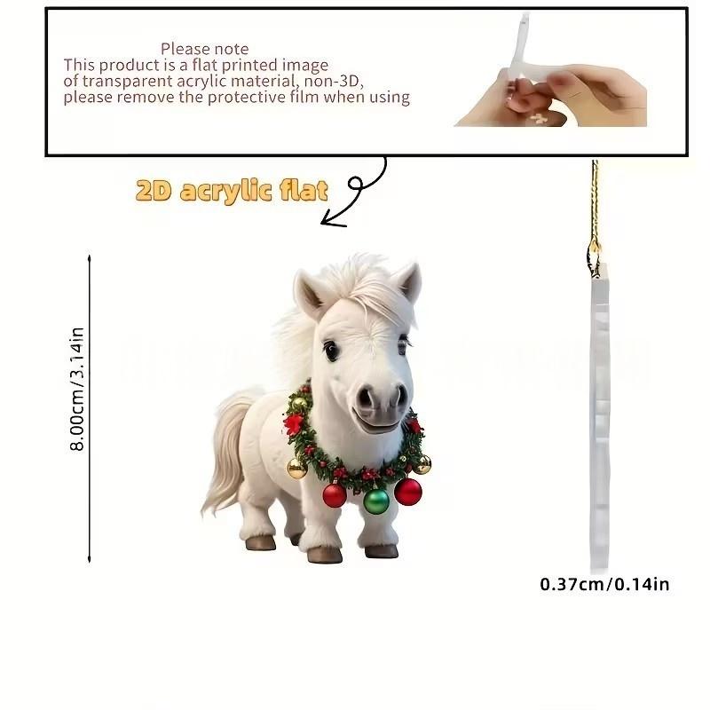 Ornament Pandantiv Acrilic 2D Cal de Crăciun Decor Festiv Pentru Interior Exterior Copaci Decorațiune Agățată Accesorii de Petrecere