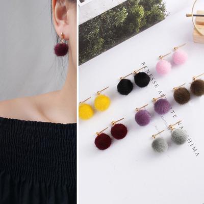 Bijoux d'hiver pour femmes Pompon Boule Pendentif Charm Boucles d'oreilles clous