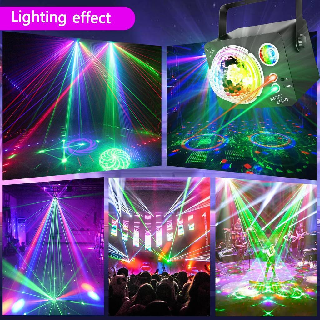 4 in 1 Disco Light Party Light with Remote Control Music Control Strobe LED Sound Control Stage Disco Light, 2 m USB Cable Party Lights Disco Ball