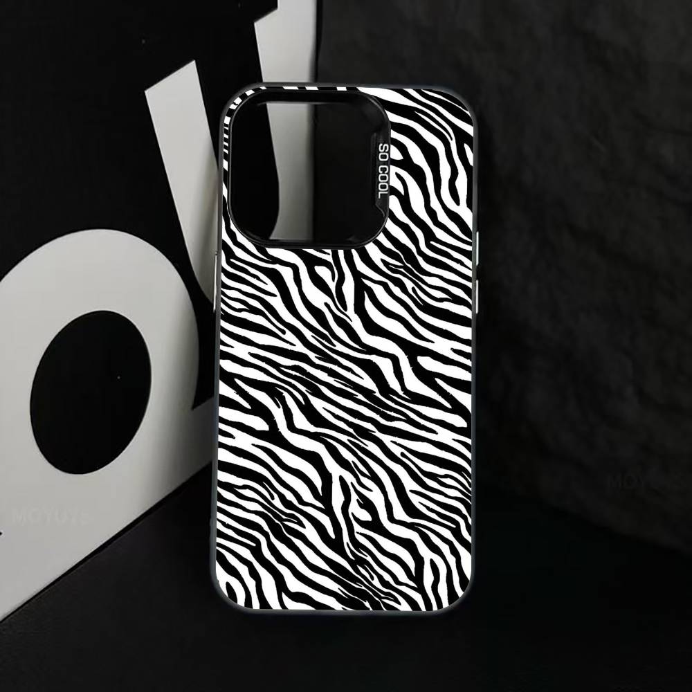 p-Zebra print Phone Case For iPhone 17,16,15,14,13,12,11 Plus,Pro Max,XS,Colorful Silver Black Cover