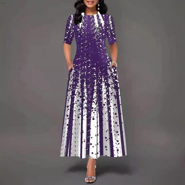 Letné dlhé šaty s gradientnou potlačou pre ženy nadmernej veľkosti, ležérne, voľné, áčkové, s polovičným rukávom, dovolenková móda, róba, Vestidos Longos