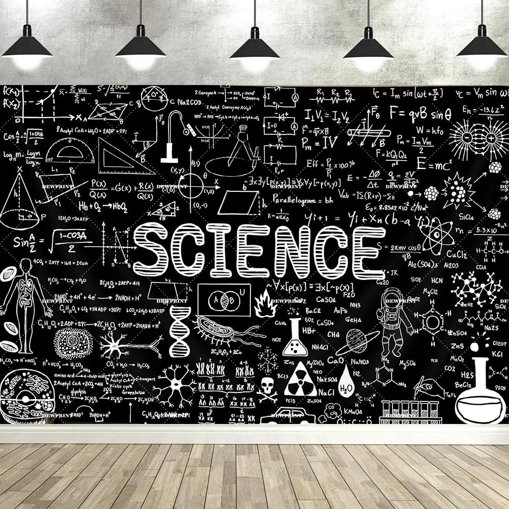 Dewprint Science Themed Background Banner for Chemistry Math Geometry and Physics Back to school Party Decoration Banner
