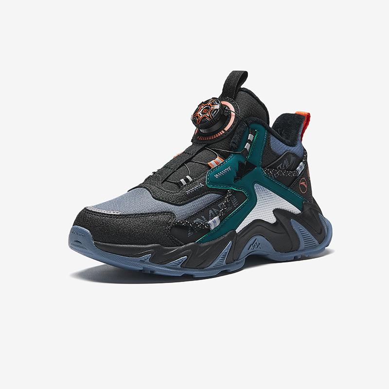 Anta Kinder Trendige Mode Fleecegefütterte Warme Strapazierfähige Rutschfeste Stiefel Kinderstiefel Grau Grün A12446916-4