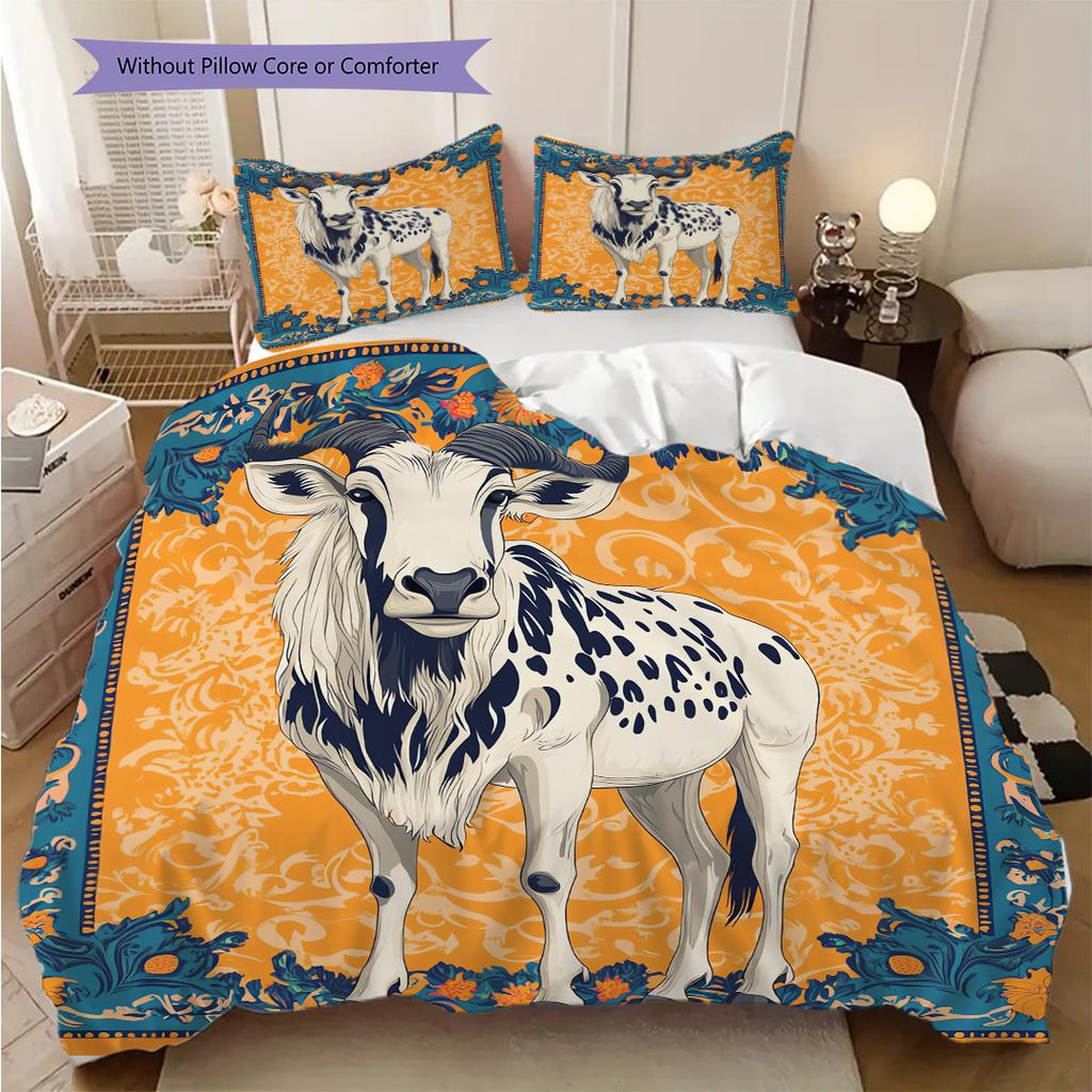 Leopard Sheep Pattern Bedding Quilt Set Quilt Cover Pillowcase Home Decoration Birthday Gift (1 * duvet cover + 2 * pillowcase, without core)