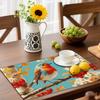 4pcs/6pcs Birch Forest Bird Linen Placemats Suitable for Kitchen Dining Table Decor, Scandinavian Table Setting with Birch Bark Suitable for Parties,