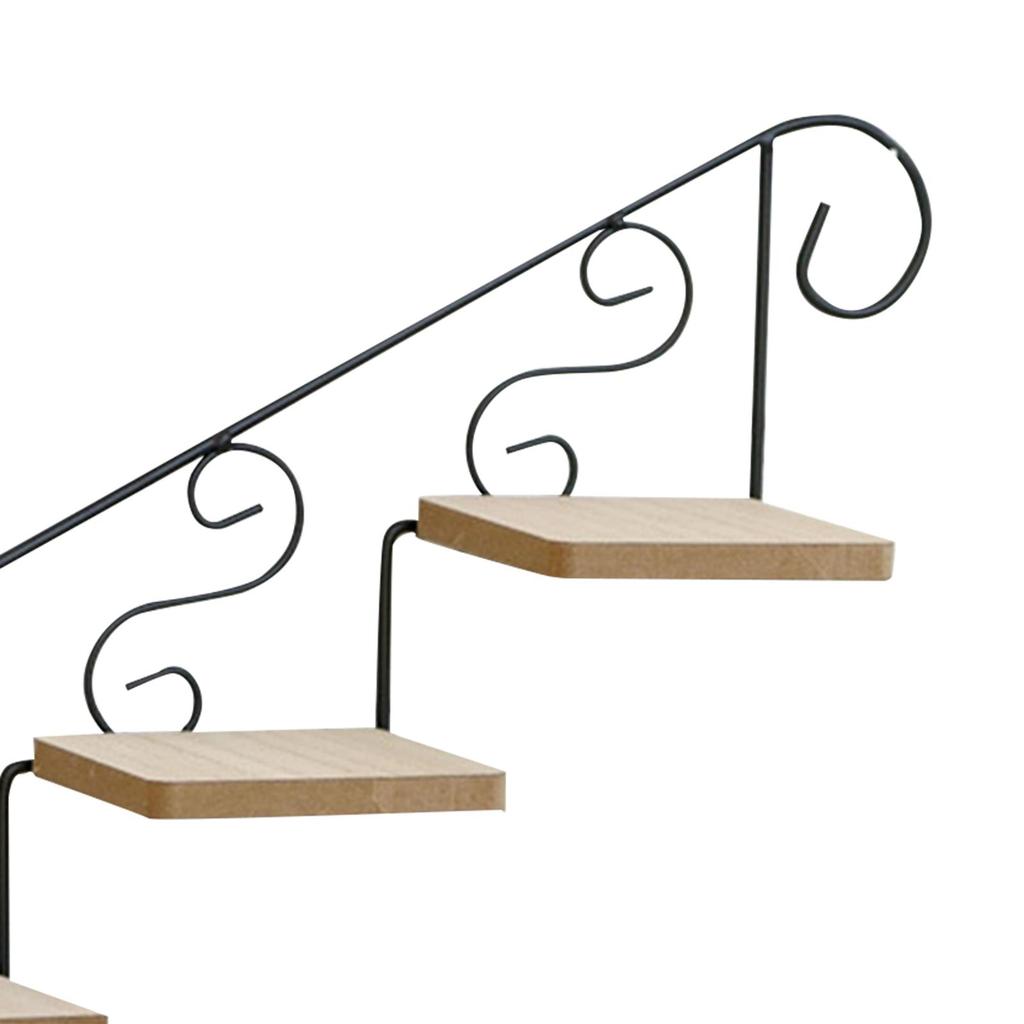Plant Stand Staircase Decorative Shelf Multifunction Retro Floating Shelf Wall Hanging Shelf for Courtyard Office Living Room