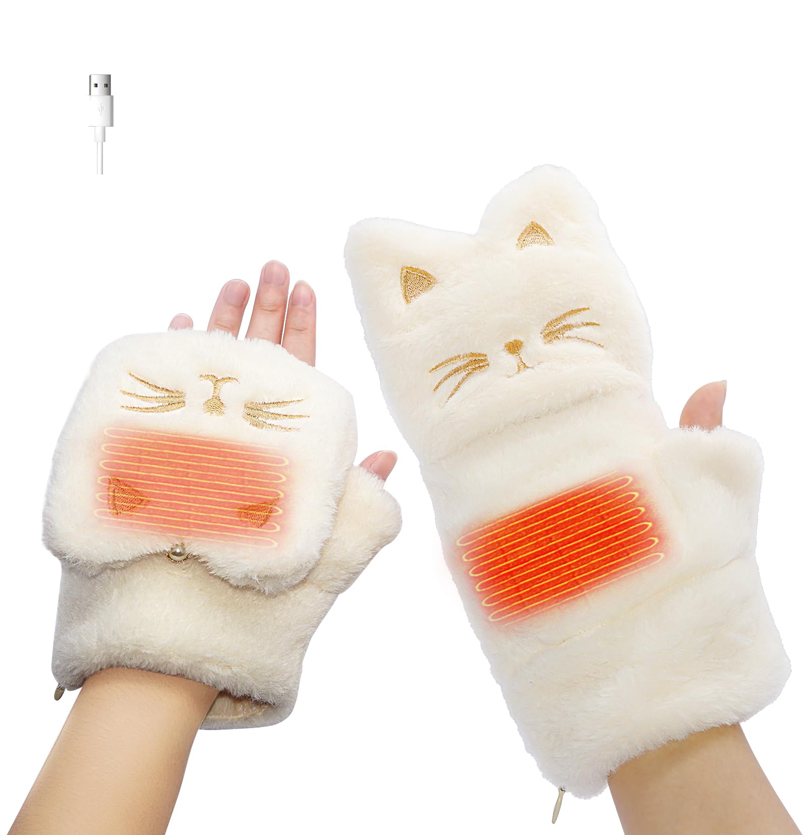 

ZenCT Electric Heated USB 5 Temperature Hours of Continuous LCD Fingerless Design with Warm Hand Warmers for Computer Desk and Perfect Gift for Women