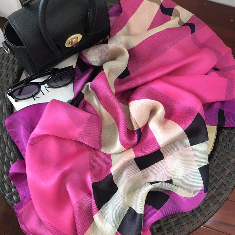 180*65cm100% seda amoreira seda chinesa lenços de luxo acessórios cachecol protetor solar xale gaze lenço de pescoço presente