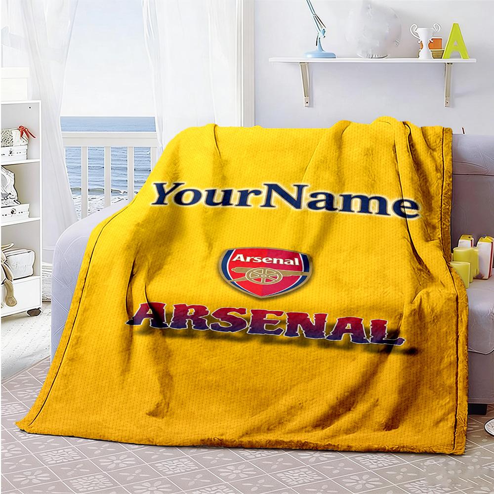 Arsenal Personalized Name Blanket Cozy Customizable Blanket Comfortable Suitable for Chair Sofa Living Room Bed Ideal for All Seasons