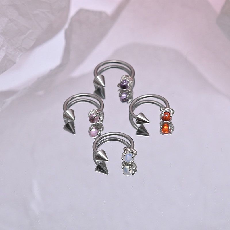 Raccon Raccoon Lip Dragon Claw Titanium Steel Lip Ring Labret Fashion Male Thread Opal Sexy Piercing Jewelry