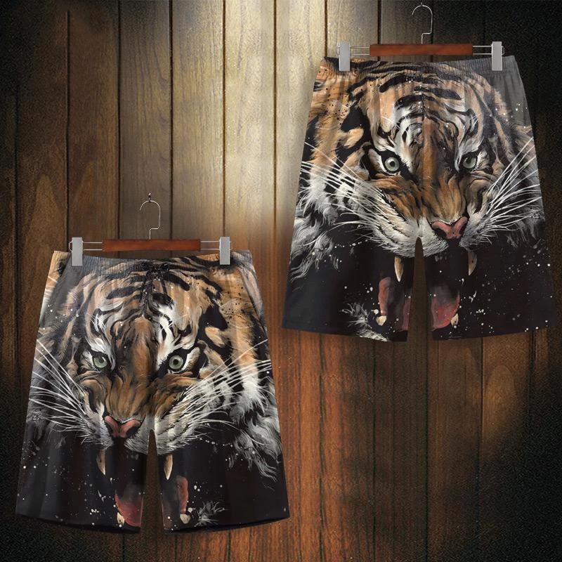 Tiger Head Black Blue Boxing Muay Thai Kickboxing Training Shorts Print Martial Art Boxer Unisex Men Women Kid Fighting Fitness Sport Gym Workout