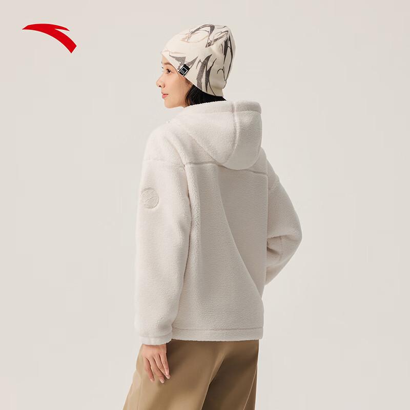 ANTA Women's Loose Hooded Lambswool Fleece Jacket