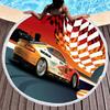 Sport Car Round Beach Towel,Cool Racing Print Sand Resistant Beach Blanket,Absorbent Quick Dry Pool Towel Portable Picnic Mat