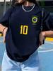 Brasilien Stil #10 3D-Druck Grafik Kurzarm Oberteile Atmungsaktiv Bequem Fußball Sport T-Shirt Hip-Hop Sommer Tägliche Kleidung
