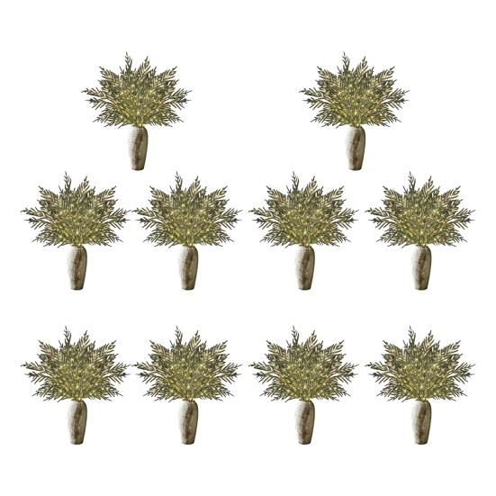 10 Pcs Lighted Christmas Norfolk Pine Branches Pre-Lit Artificial Pine Stems for DIY Wreaths Vase Fillers Indoor Outdoor Decor