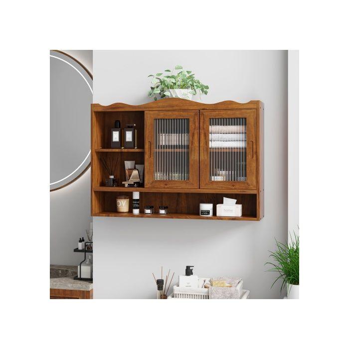 Wardrobe - MUVOE - 90 Cm - Double Sliding Door - Solid Wood - Brown