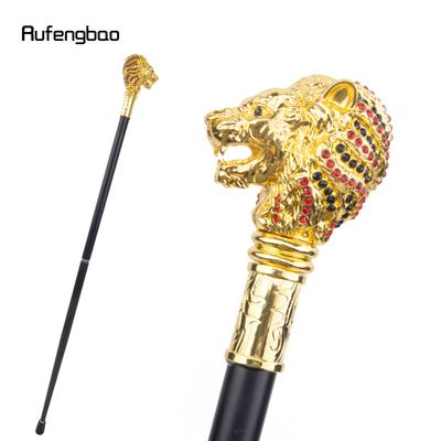 Goldener roter Löwenkopfgriff, modischer Gehstock für Partys, dekorativer Gehstock, eleganter Crosier-Knauf, Gehstock, 91 cm