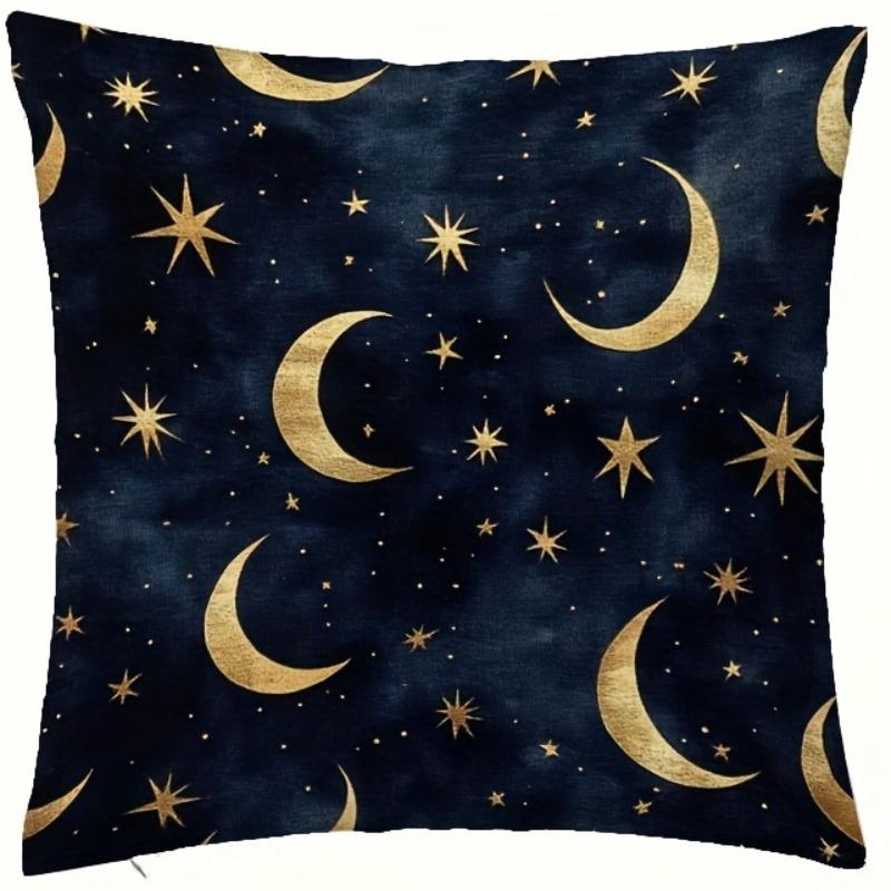 Vikama Federa Decorativa a Forma di Luna Crescente Dorata e Stella per Divani, Camere da Letto, Interni Auto - Poliestere