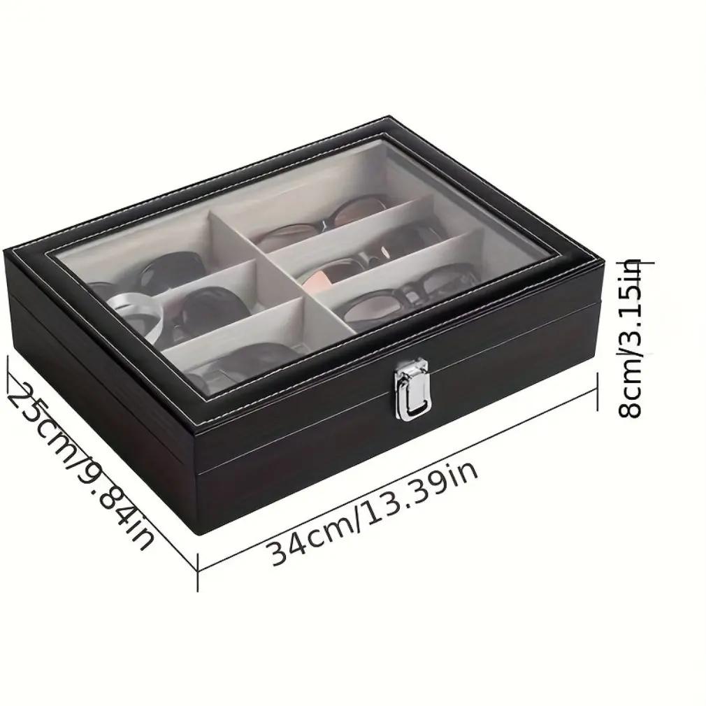 

Multifunctional Sunglasses Storage Box Men s and Women s Glasses Display Box PU Leather Dustproof Jewelry Watch Storage Box 8 чорний
