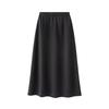 Spring 26 High-End Gray Wool Midi Skirt: High-Waisted, Draped, Elastic Knit Base