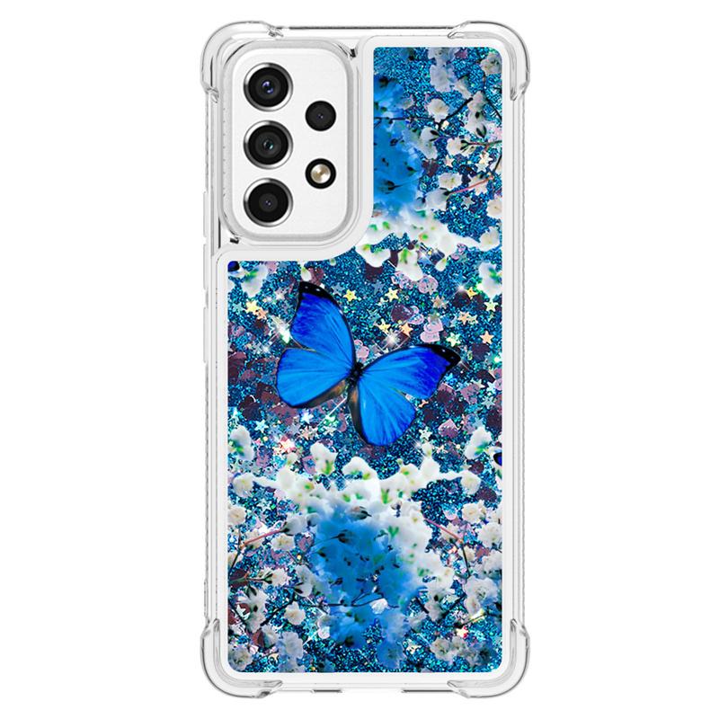 Glitter Liquid Sequins Quicksand Phone Case For Samsung Galaxy A53 A13 A23 A33 A73 5G A03s Case Cartoon Animal Shockproof Cover