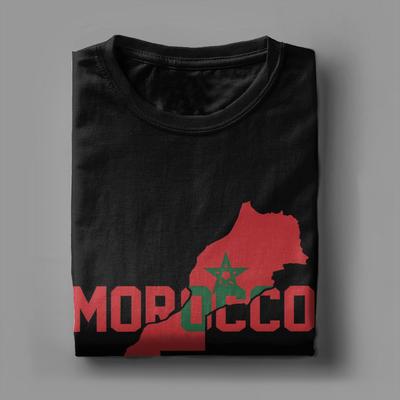 Morocco Map TShirt Men  Vintage Pure Cotton Tees Crew Neck Short Sleeve T Shirts Summer Clothes