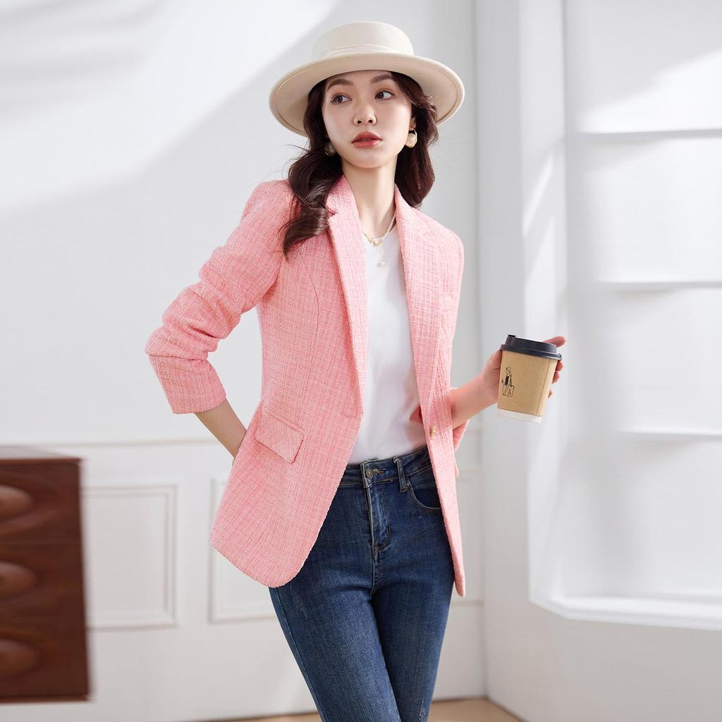 2026 Spring Pink Suit: High-End Casual Slimming Jacket for a Fresh, Trendy Look