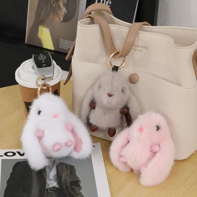 Big-eared Rabbit Imitation Mink Plush Cute Little Rabbit Pendant Schoolbag Doll Car Keychain Bag Jade Rabbit Pendant