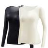 2 Stück Damen Thermounterwäsche Herbst Winter Unterhemd Langarm-T-Shirt Dünnes Oberteil Zweite Haut Damen Thermisch L-XL
