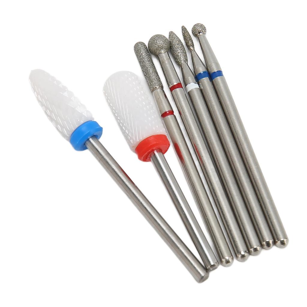 7pcs Nail Drill Bits Set Tungsten Ceramic Manicure Pedicure Left Right Handed Acrylic Gel Cuticle Remover Nail Bits