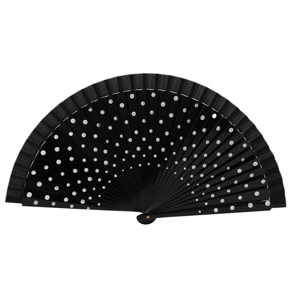 Dot Print Spainish Fan Double-sided Multicolor Dot Print Folding Fan Beautiful Dancing Fan Office Home Table Decorative Fan