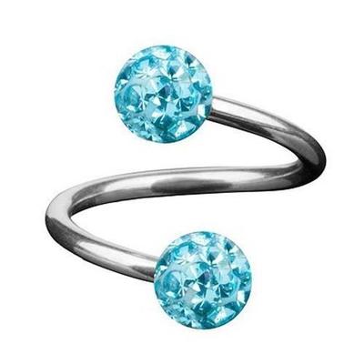 Κόσμημα Piercing Labret Δαχτυλίδι Σπιράλ με Μπίλια Κρυστάλλινο Τυρκουάζ Μπλε Επικαλυμμένο σε Ατσάλι Ρητίνη Διάμετρος 10mm