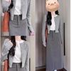 Women's College Style Spring 2026 Knit Cardigan, Jacket & Skirt Three-Piece Set