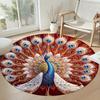 Peacock Round Area Rug Perfect for Balcony Outdoor Foyer Kitchen Anti-slip Round Rug Office Home Decor Spiritual Gift