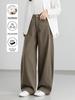 Xin Ge Women's Army Green Retro Wide-Leg Pants - Spring 2026 High-Waisted Loose Slimming Floor-Length Versatile Design