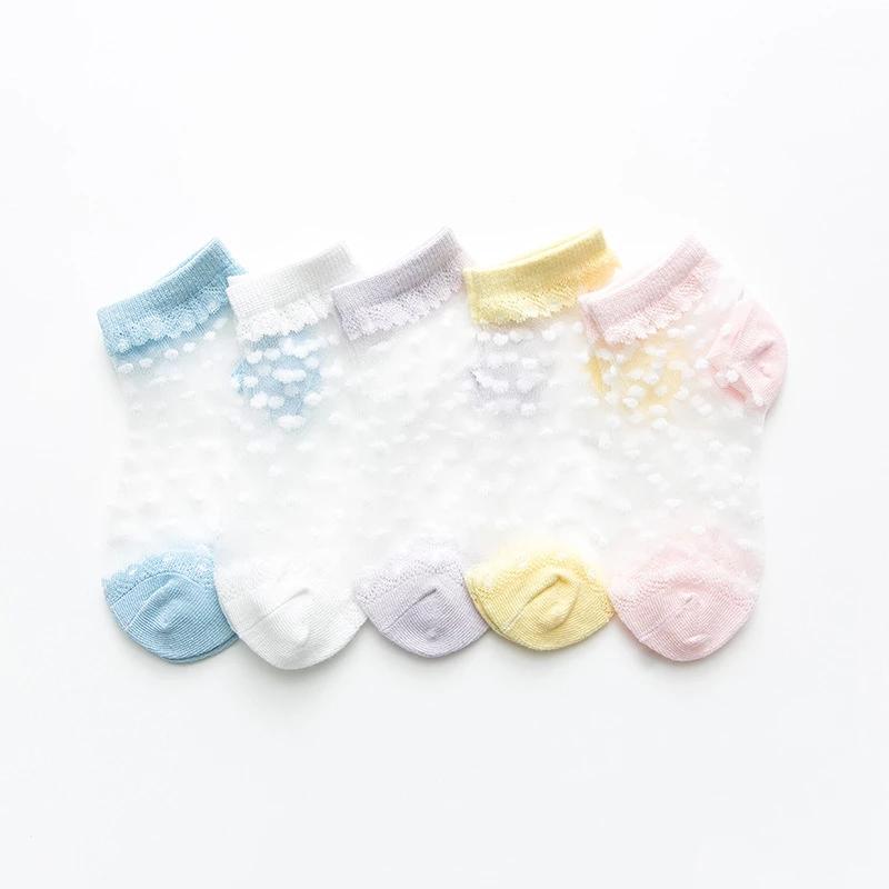 5 Pairs Girls Summer Cotton Lace Princess Mesh Socks Breathable Short Ankle Socks For Kids Age 1-12 Years Soft And Comfortable