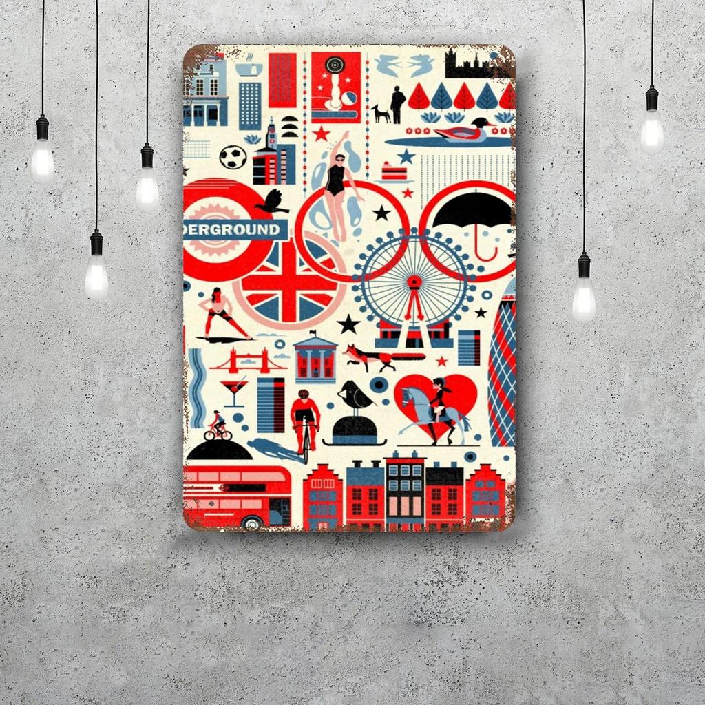 city Retro Vintage Tin Sign Poster Decorative Plaque Metal Plate Wall Decor