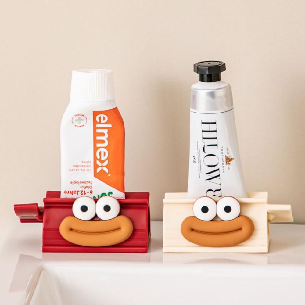 4pcs Cartoon Manual Squeezers Toothpaste Home Bathroom Facial Cleanser Rolling Squeeze Clip Seat Holder Cute Toothpaste Stand