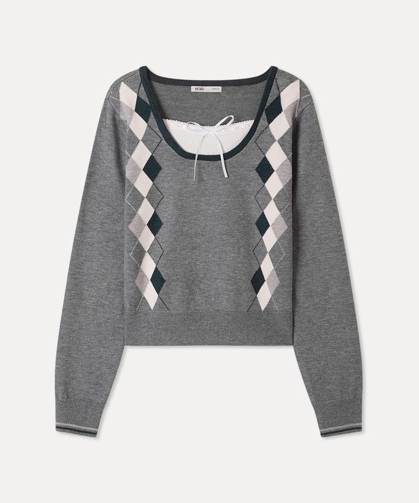 MIXXO Argyle Layered Pullover_Miwkag214T