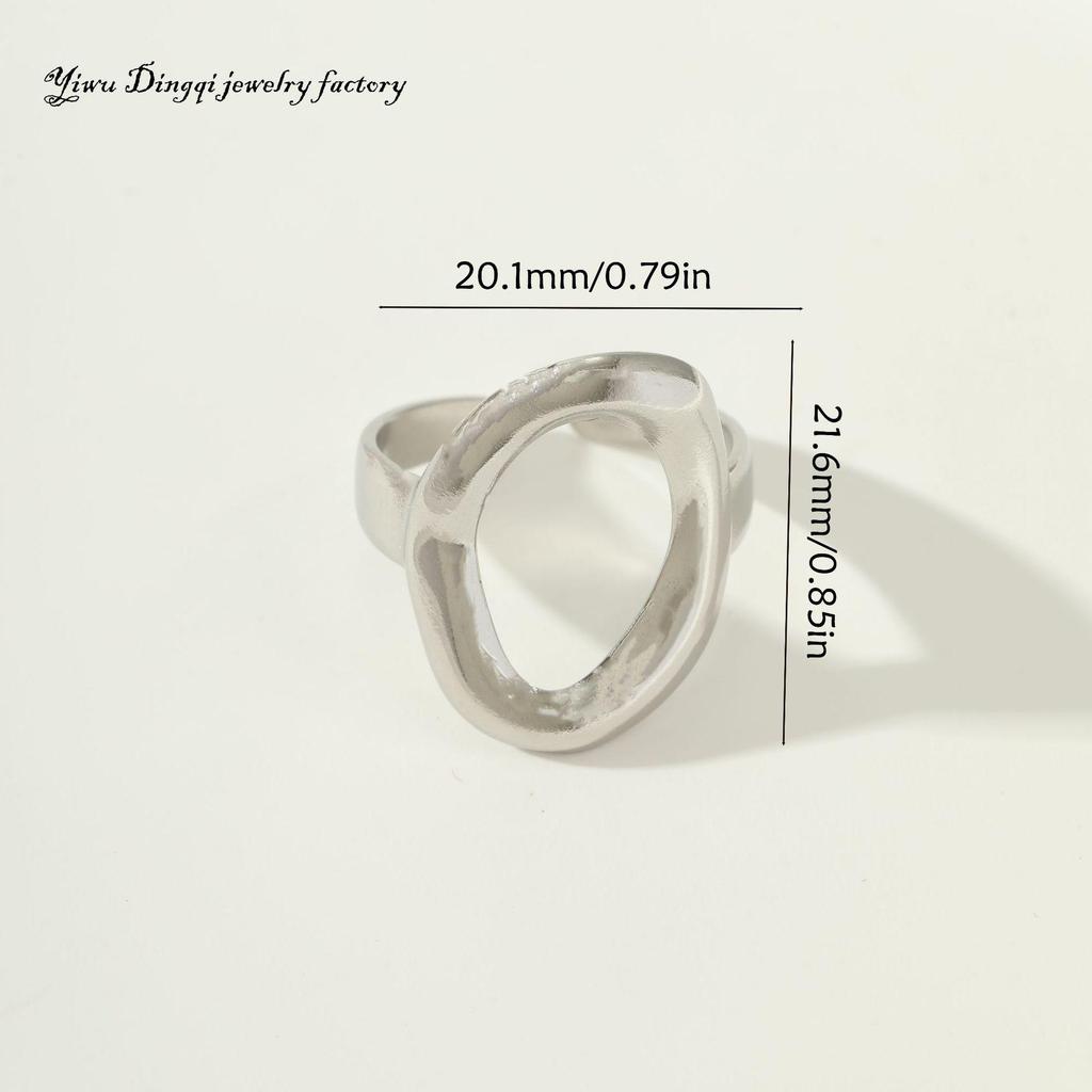 Luxury Non-Fading Drip Oil Open Ring - European and American Style Stainless Steel Statement Jewelry