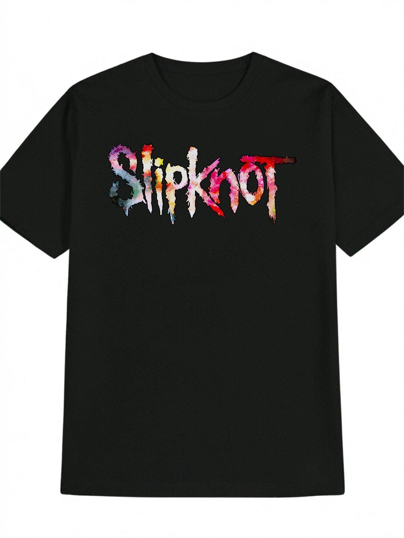 Casual Crew Neck T-shirt with Slipknot Print XXXL