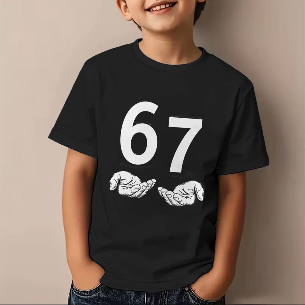 Kids Clothes Cool 6 7 Meme Graphic Soft Cotton Tee Birthday Gift Kids Number 67 Tshirt Girls Boys 7th Birthday Shirt